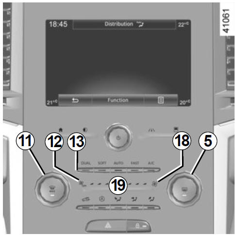 THERMOSTATISCHE AIRCONDITIONING: bedieningsknoppen B en C