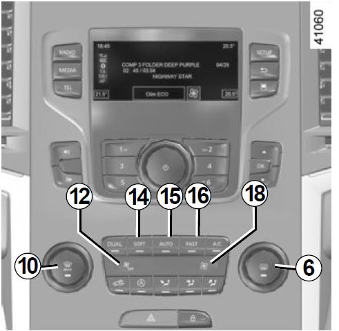 THERMOSTATISCHE AIRCONDITIONING: bedieningsknoppen B en C