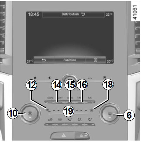 THERMOSTATISCHE AIRCONDITIONING: bedieningsknoppen B en C