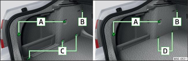 Afb. 121 Bevestigingselementen: Variant 1 / variant 2 (G-TEC)