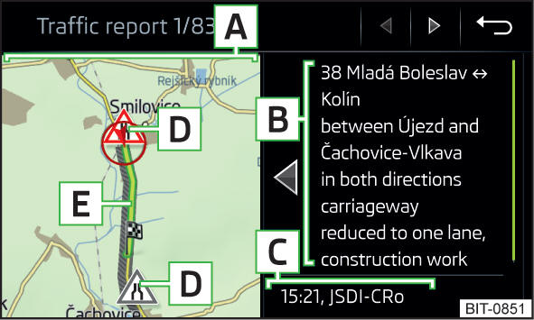 Detail van verkeersmelding