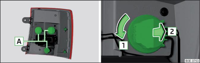 Buitenste gedeelte van het achterlicht / fitting met gloeilampje verwijderen