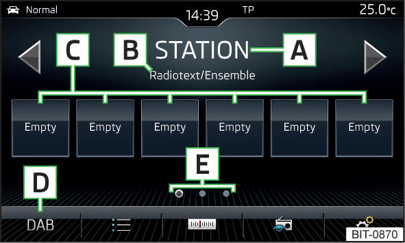 Radio: Hoofdmenu (DAB)