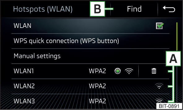  Hoofdmenu van het infotainment- WLAN