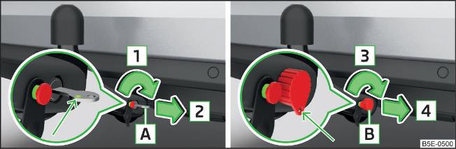 Afb. 302 Slot vergrendelen: Sleutelvariant 1 / sleutelvariant 2