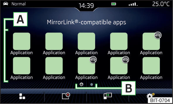 MirrorLink®: Hoofdmenu