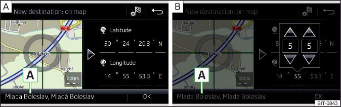 Reisdoel ingeven: Reisdoelingave via het kaartpunt / via de GPS-coördinaten