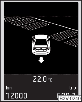 In een haakse parkeerruimte vooruit inparkeren: Displayweergave